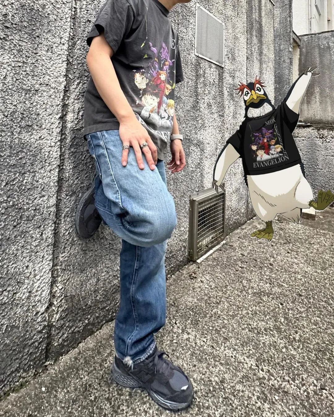 SAINT Mxxxxxx × EVANGELION NEON GNSIS TEE/BLK co-branded Neon Genesis Evangelion distressed short-sleeves, washed black S-XL, vintage NEW VINTAGE, top printing technology, garment dyeing, re-washed, distressed, correct co-branded main mark/washing mark